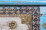 Giner y Colomer - Malle de rangement buffet en bois de manguier bleu vieilli avec poignées en bronze, dimensions 116x40x45 cm